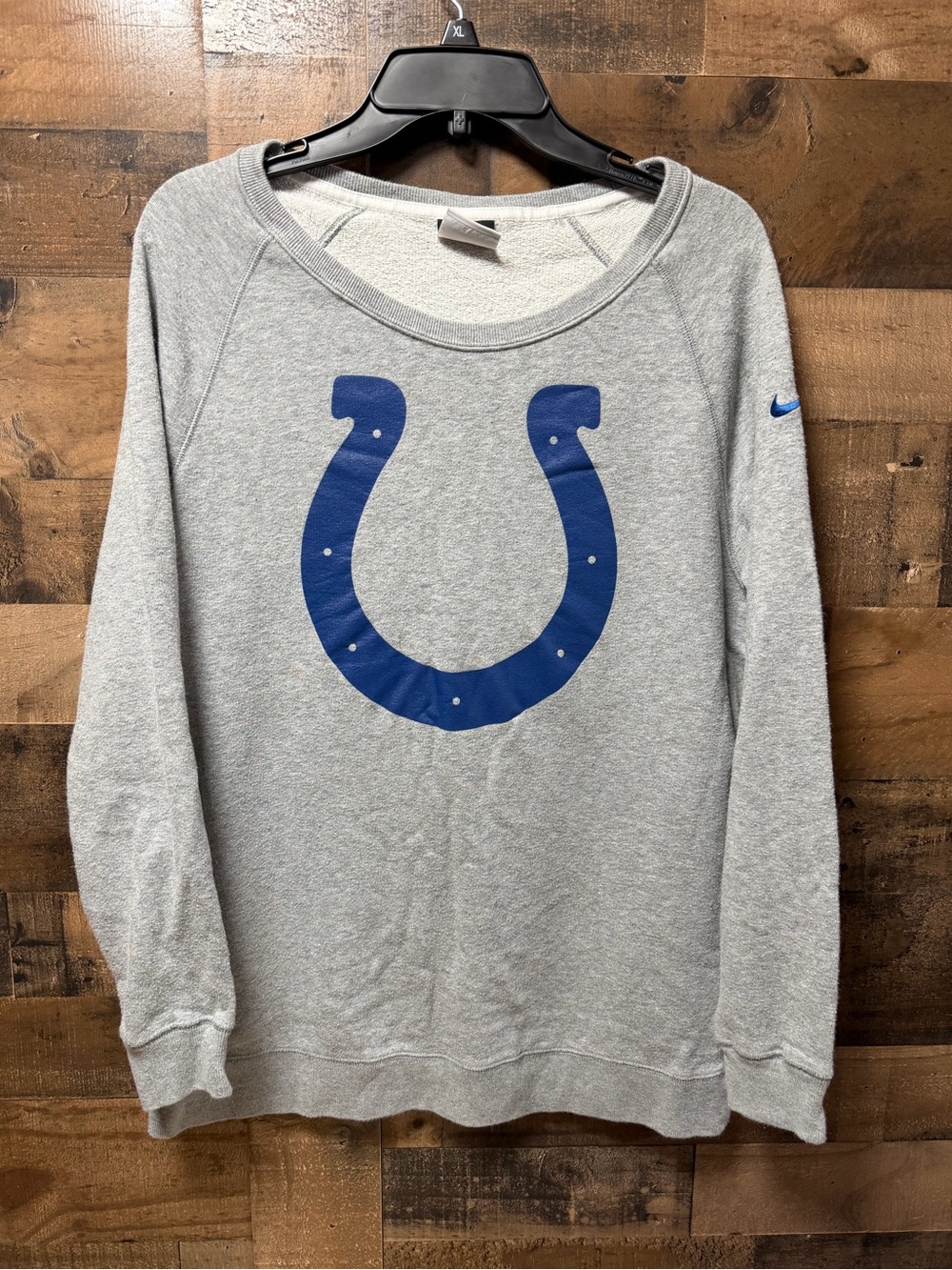Nike Indianapolis Colts Sweatshirt Womens M Gray NFL Horseshoe Scoop Neck